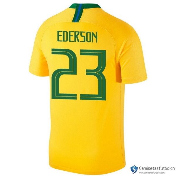 Camiseta Seleccion Brasil Primera equipo ederson 2018 Amarillo